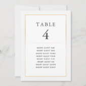 シンプル金ゴールドエレガントテーブル4枚カスタムの座席カード 招待状 (正面)