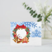 シンプル金ゴールドエレガントデコールリースメリークリスマス シーズンポストカード (スタンド正面)