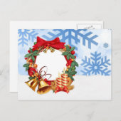 シンプル金ゴールドエレガントデコールリースメリークリスマス シーズンポストカード (正面/裏面)