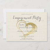 シンプル金ゴールドエレガントハートタイポグラフィ婚約 招待状 (正面)