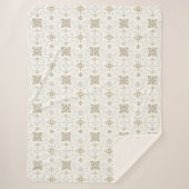 シンプル金ゴールドエレガントフォークタイルパターン シェルパブランケット (正面)