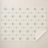 シンプル金ゴールドエレガントフォークタイルパターン シェルパブランケット (正面(横))