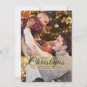 シンプル金ゴールドエレガントフレーム写真クリスマス シーズンカード (正面)