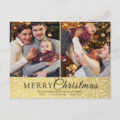 シンプル金ゴールドエレガントフレーム2写真クリスマス シーズンポストカード (正面)