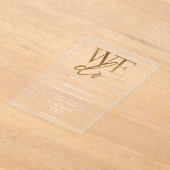 シンプル金ゴールドエレガントミニマル結婚主義 アクリル招待状 (レイダウン)