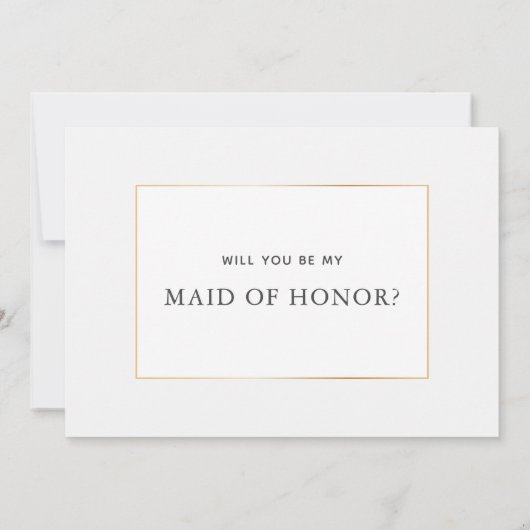 シンプル金ゴールドエレガントメイド・オブ・オーナー(花嫁付き添い人)提案カード セーブザデート (裏面)