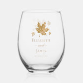 シンプル金ゴールドエレガント紅葉カスタムウェディング ステムなしワイングラス (正面)