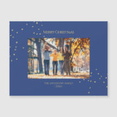 シンプル金ゴールドエレガント紙吹雪ホリデーフォトカード (正面)