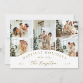 シンプル金ゴールドエレガント5フォトコラージュホリデーカード シーズンカード (正面)