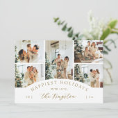 シンプル金ゴールドエレガント5フォトコラージュホリデーカード シーズンカード (スタンド正面)