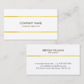 シンプル金ゴールドオストライプンホワイト 名刺 (正面/裏面)