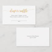 シンプル金ゴールドカラグラフィーおむつラッフルチケット 名刺 (正面/裏面)