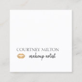 シンプル金ゴールドクフェイクリップのメイクアップアーティスト スクエア名刺 (正面)