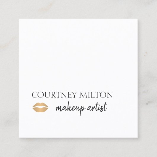 シンプル金ゴールドクフェイクリップのメイクアップアーティスト スクエア名刺 (正面)