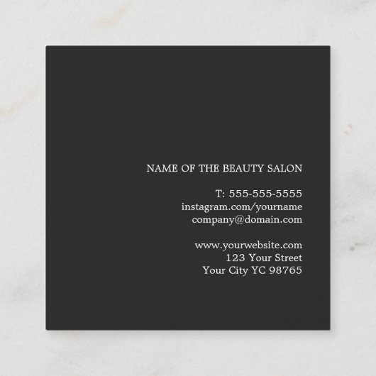 シンプル金ゴールドクフェイクリップのメイクアップアーティスト スクエア名刺 (裏面)