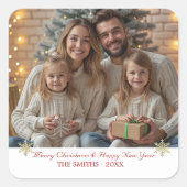 シンプル金ゴールドクラシックスノーフレーク1枚の写真 スクエアシール (正面)