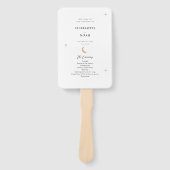 シンプル金ゴールドクラシックムーンスターズ結婚式 プログラム ハンドファン (正面)