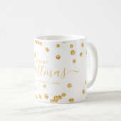 シンプル金ゴールドクリスマスホリデーズグリッターホワイト コーヒーマグカップ (正面右)