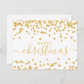シンプル金ゴールドクリスマスホリデーズグリッターホワイト シーズンポストカード (正面/裏面)