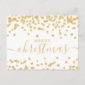 シンプル金ゴールドクリスマスホリデーズグリッターホワイト シーズンポストカード (正面)