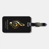 シンプル金ゴールドクレフ、 音符記号 ラゲッジタグ (裏面横)