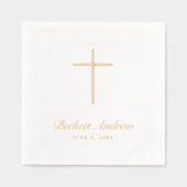 シンプル金ゴールドクロススクリプト 箔ナプキン (正面)