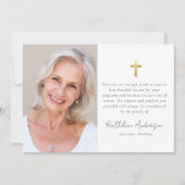 シンプル金ゴールドクロスフォト悔やみや弔慰葬儀 サンキューカード (正面)