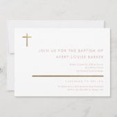シンプル金ゴールドクロスモダンバプテスマ 招待状 (正面)