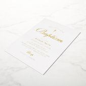 シンプル金ゴールドクロスモダンバプテスマ 箔招待状 (回転した状態)