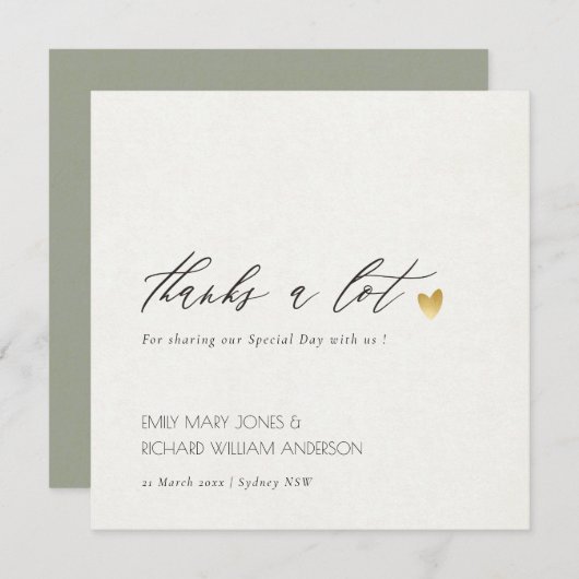 シンプル金ゴールドグエレガントレータイポグラフィありがとう サンキューカード (正面/裏面)