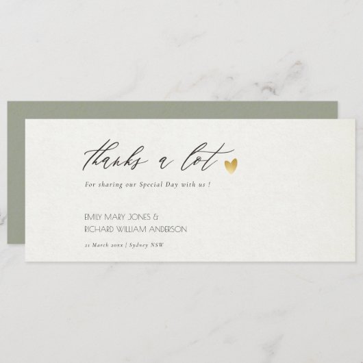 シンプル金ゴールドグエレガントレータイポグラフィありがとう 招待状 (正面/裏面)