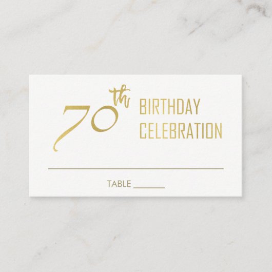 シンプル金ゴールドグエレガントレータイポグラフィ70誕生日 プレイスカード (正面)