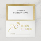 シンプル金ゴールドグエレガントレータイポグラフィ70誕生日 プレイスカード (外部開封)