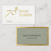 シンプル金ゴールドグエレガントレータイポグラフィ70誕生日 名刺 (正面/裏面)