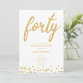 シンプル金ゴールドグリッタータイプ40th誕生日パーティー 招待状 (スタンド正面)