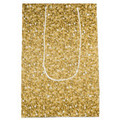 シンプル金ゴールドグリッターテクスチャ ミディアムペーパーバッグ (裏面)