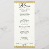シンプル金ゴールドグリッター名前の追加結婚日付のディナー メニュー (正面)