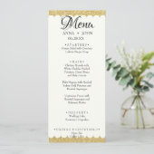 シンプル金ゴールドグリッター名前の追加結婚日付のディナー メニュー (スタンド正面)