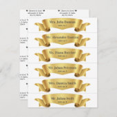 シンプル金ゴールドシルクリボンバナ結婚ーの座席表 招待状 (正面/裏面)