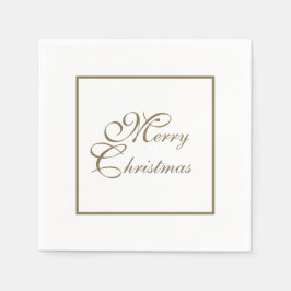 シンプル金ゴールドスエレガントクリプトホワイトクリスマス紙 スタンダードカクテルナプキン