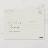 シンプル金ゴールドスクリプトウェディングシャワー ポストカード (裏面)