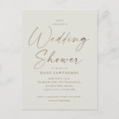シンプル金ゴールドスクリプトウェディングシャワー ポストカード (正面)
