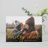 シンプル金ゴールドスクリプトオーバーレイ写真 箔シーズンカード (立ち正面)