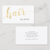 シンプル金ゴールドスクリプトタイポグラフィ美容師サロン 名刺 (正面/裏面)