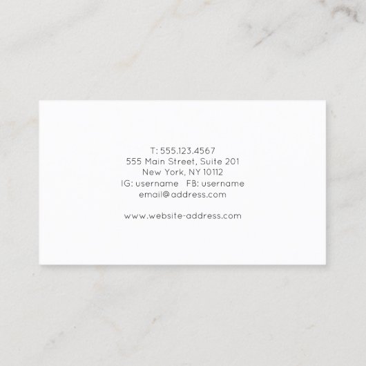 シンプル金ゴールドスクリプトタイポグラフィ美容師サロン 名刺 (裏面)