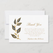 シンプル金ゴールドスクリプトフローラ葬儀ありがとう サンキューカード (正面)