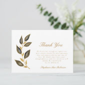 シンプル金ゴールドスクリプトフローラ葬儀ありがとう サンキューカード (スタンド正面)
