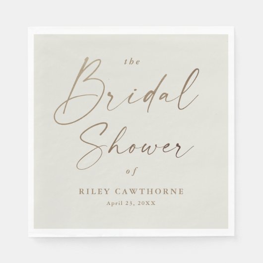 シンプル金ゴールドスクリプトブライダルシャワー スタンダードランチョンナプキン (正面)