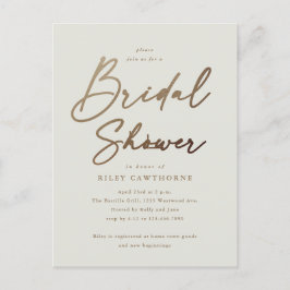 シンプル金ゴールドスクリプトブライダルシャワー ポストカード