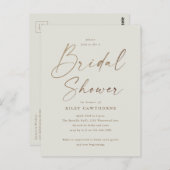 シンプル金ゴールドスクリプトブライダルシャワー ポストカード (正面/裏面)